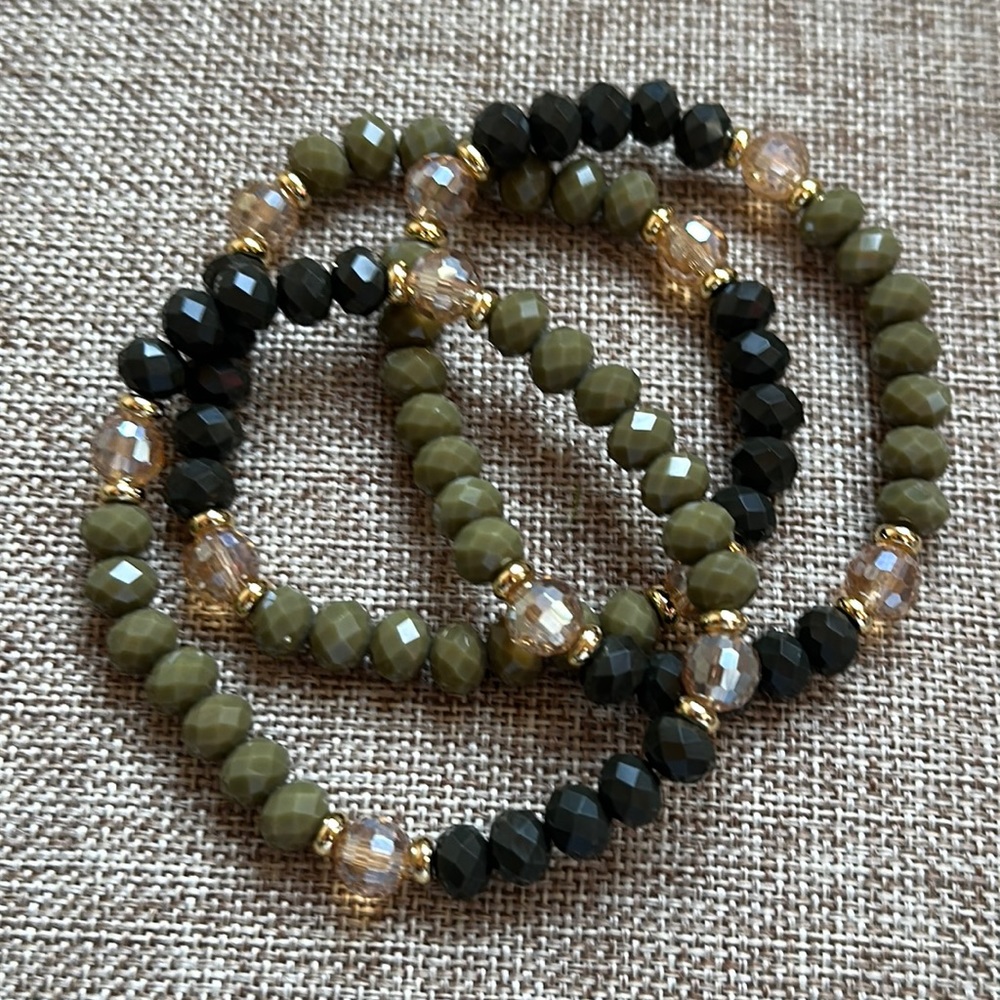 Olive & Forest Green Set of Bracelets (3)